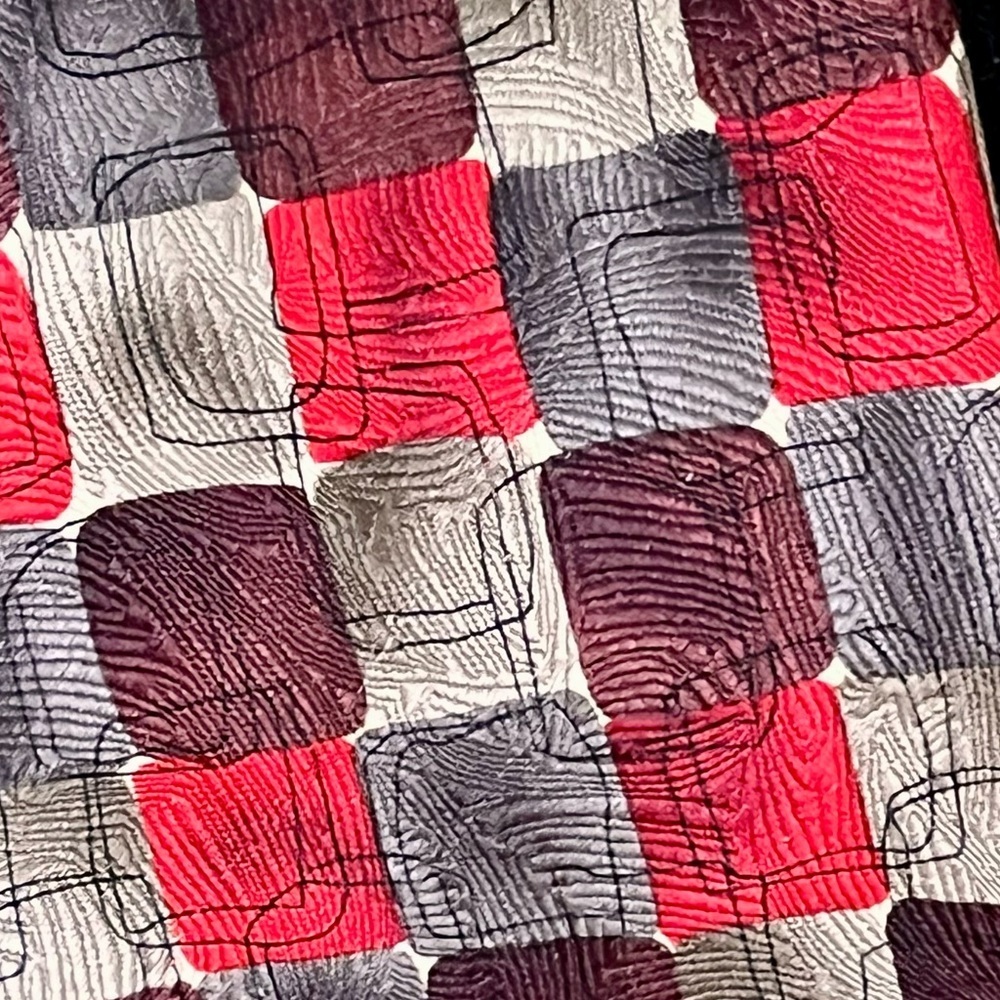 VTG Jerry Garcia Silk Tie Space Containers 34 Artsy Checkered Red Psychedelic
